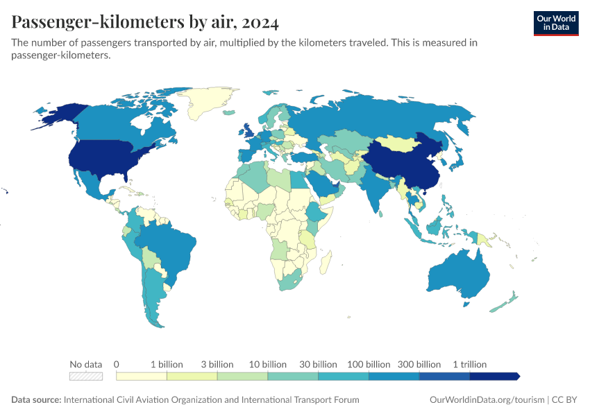 A thumbnail of the "Passenger-kilometers by air" chart