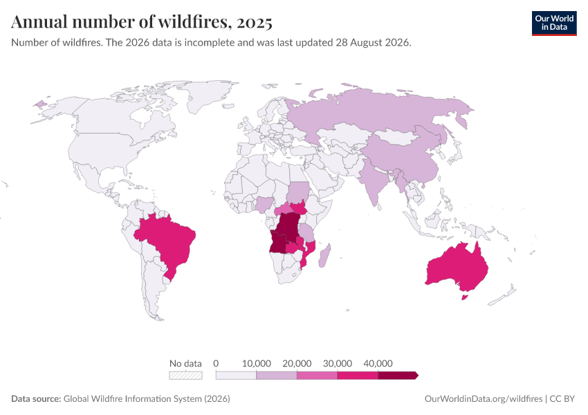 A thumbnail of the "Annual number of wildfires" chart