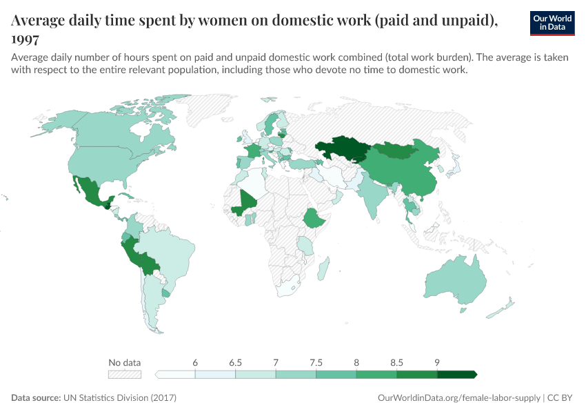 A thumbnail of the "Average daily time spent by women on domestic work (paid and unpaid)" chart