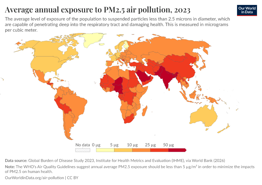A thumbnail of the "Average annual exposure to PM2.5 air pollution" chart