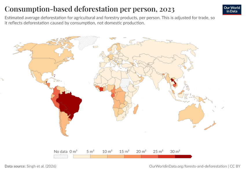 A thumbnail of the "Consumption-based deforestation per person" chart