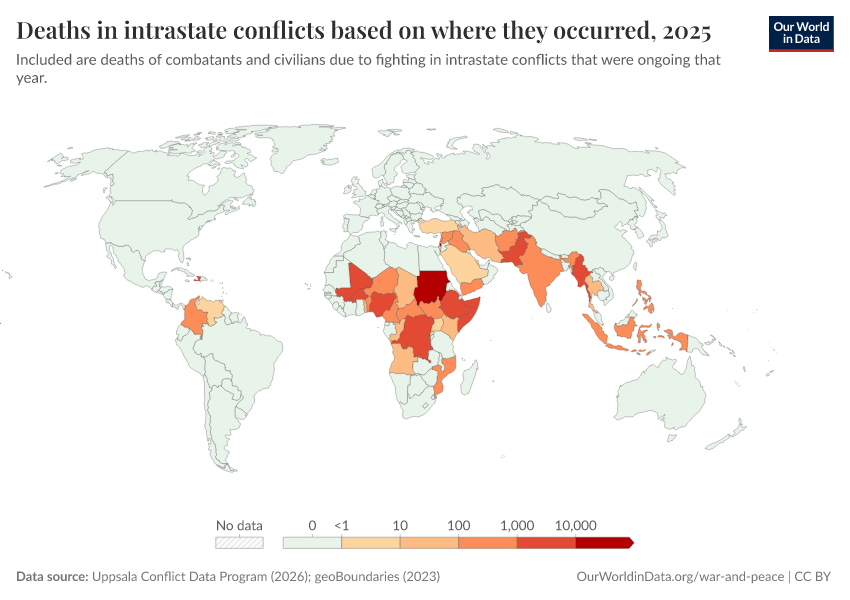A thumbnail of the "Deaths in intrastate conflicts based on where they occurred" chart