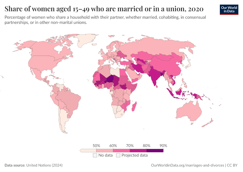 A thumbnail of the "Share of women aged 15–49 who are married or in a union" chart