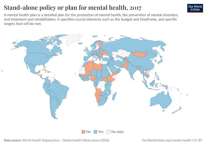 A thumbnail of the "Stand-alone policy or plan for mental health" chart