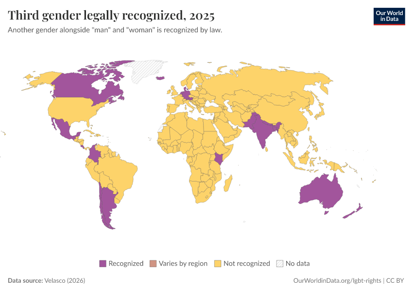 A thumbnail of the "Third gender legally recognized" chart