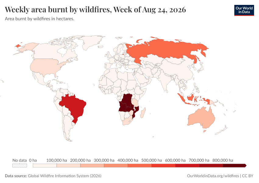 A thumbnail of the "Weekly area burnt by wildfires" chart