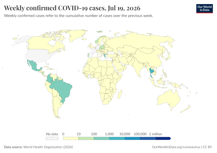 A thumbnail of the "Weekly confirmed COVID-19 cases" chart