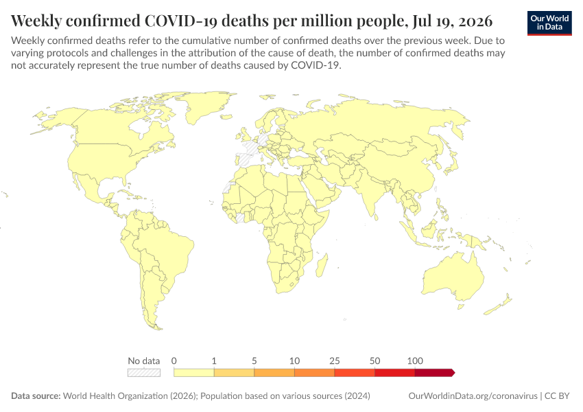 A thumbnail of the "Weekly confirmed COVID-19 deaths per million people" chart